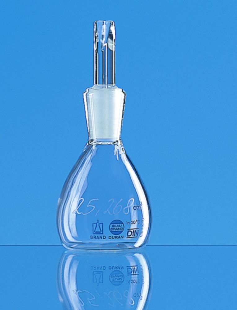 Pyknometer, Borosilikatglas 3.3., inkl. DAkkS-Kalibrierschein Pyknometer, Borosilikatglas 3.3., inkl. DAkkS-Kalibrierschein