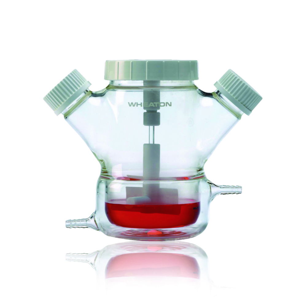 Spinnerflasche mit zwei Seitenhälsen und Wassermantel Celstir® Spinnerflasche mit zwei Seitenhälsen und Wassermantel Celstir®