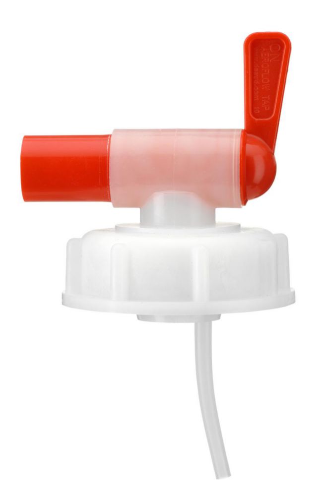 Schraubverschlüsse, HDPE, mit rotem Auslaufhahn