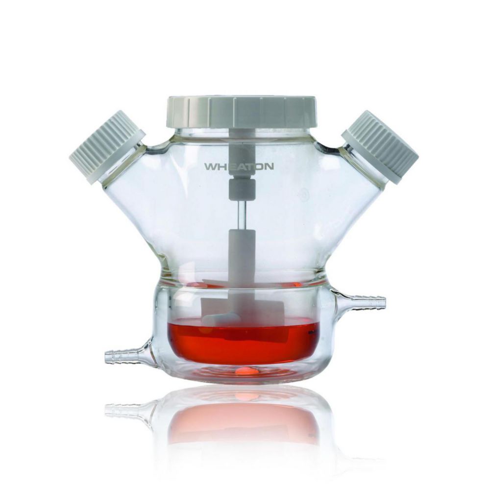 Spinnerflasche mit zwei Seitenhälsen und Wassermantel Celstir®
