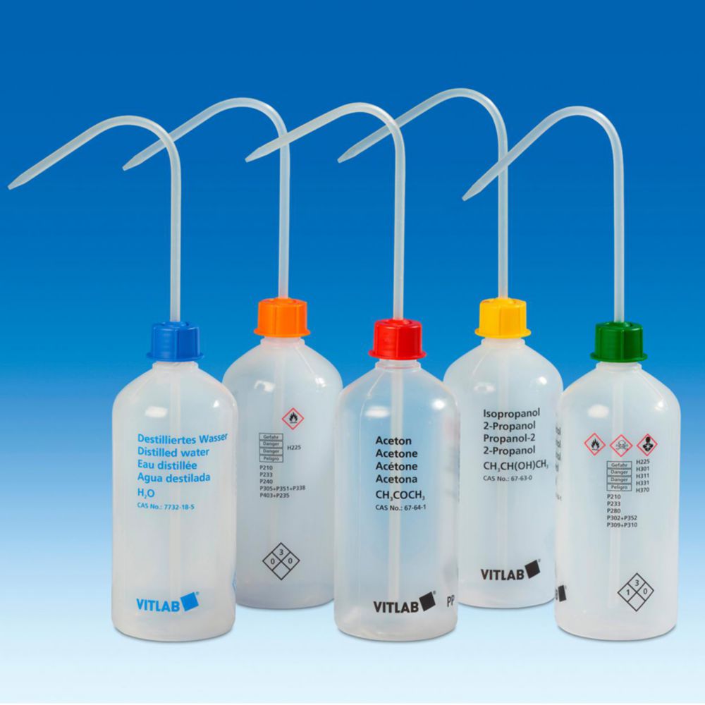 Sicherheitsspritzflaschen VITsafe™ mit Aufdruck, Enghals, PP/LDPE Sicherheitsspritzflaschen VITsafe™ mit Aufdruck, Enghals, PP/LDPE