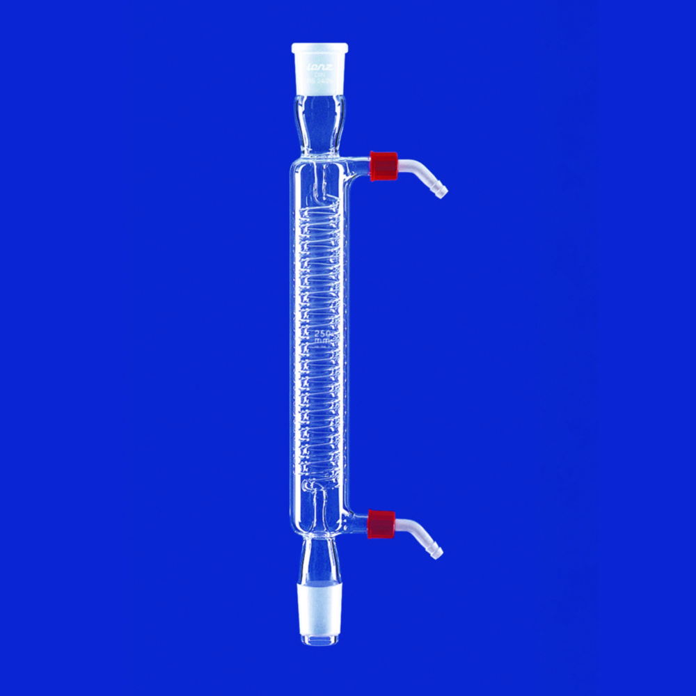 Spiral condensers, DURAN® tubing, with PP olives Spiral condensers, DURAN® tubing, with PP olives