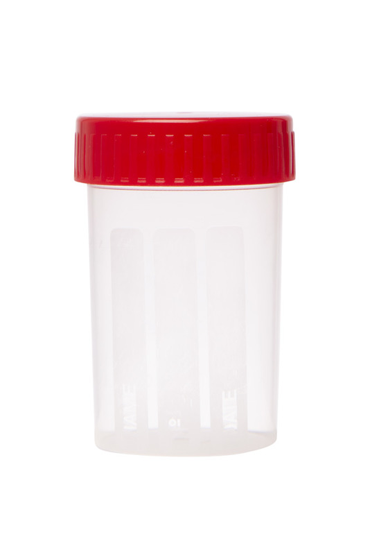 Probenbecher, PP, 60 ml, mit rotem, 600 Stück Probenbecher, PP, 60 ml, mit rotem, 600 Stück