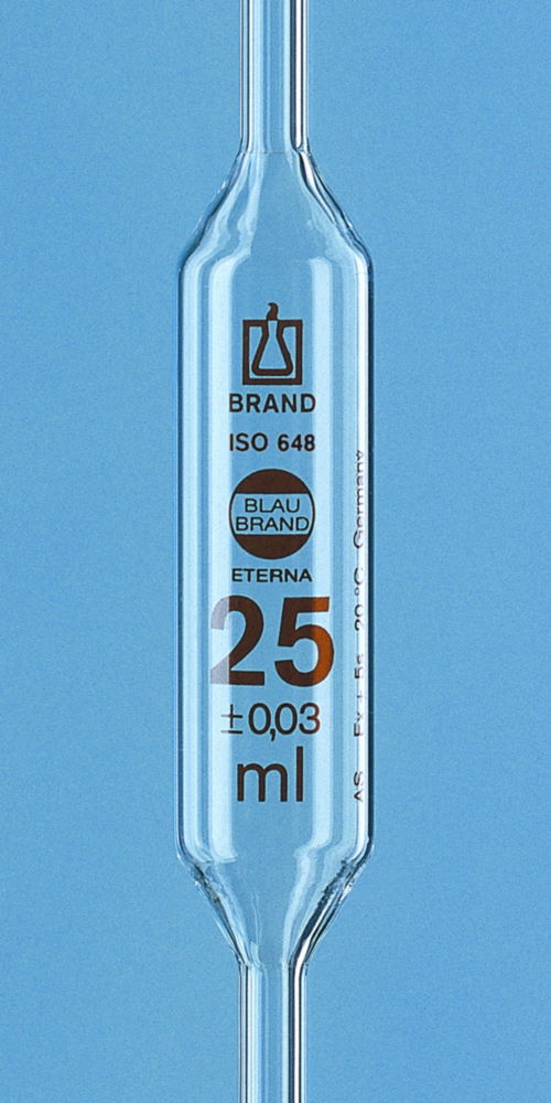 Vollpipetten, AR-GLAS®, Klasse AS, 1 Marke, braun graduiert, mit DAkkS-Kalibrierschein Vollpipetten, AR-GLAS®, Klasse AS, 1 Marke, braun graduiert, mit DAkkS-Kalibrierschein