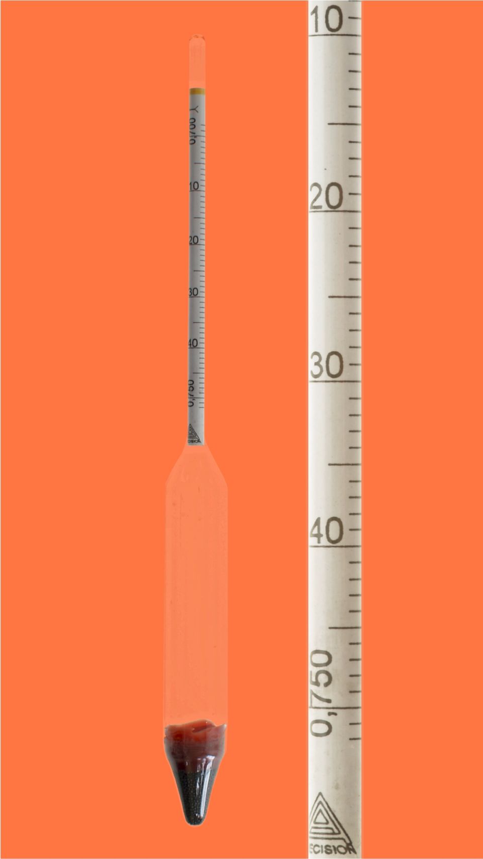 Aräometer, DIN 12791, M50, 0,60-0,65:0,0010g/cm³, Bezugstemp. 20°C, ohne Thermometer