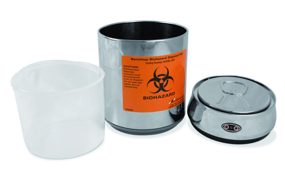 Entsorgungsbehälter Biohazard, Edelstahl, mit Bewegungssensor-Deckel Entsorgungsbehälter Biohazard, Edelstahl, mit Bewegungssensor-Deckel