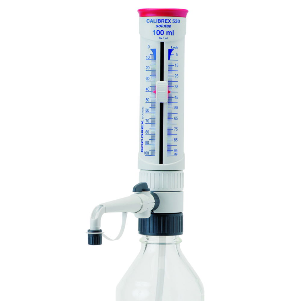 Flaschenaufsatz-Dispenser Calibrex™ solutae 530, mit Fluidkontroll-System Flaschenaufsatz-Dispenser Calibrex™ solutae 530, mit Fluidkontroll-System